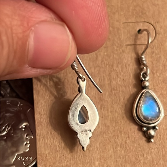 925 Sterling Silver With Moonstone Earrings - Picture 3 of 3